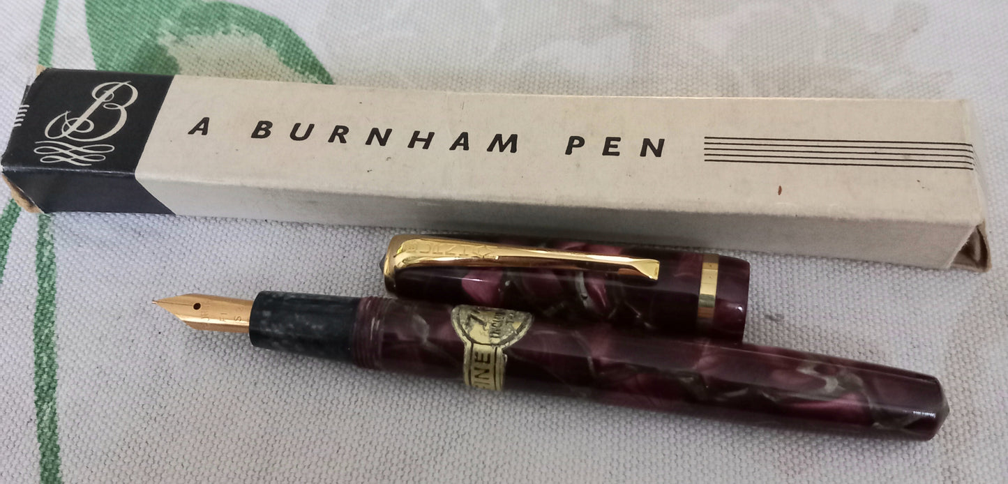 Burham No.47 Brown/Pink Marble Fountain Pen .