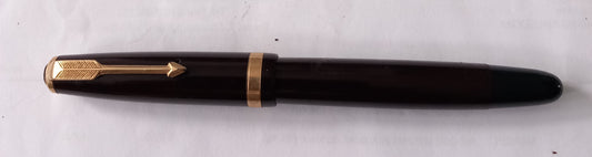 Parker Duofold Black Push Button Refiller Fountain Pen.