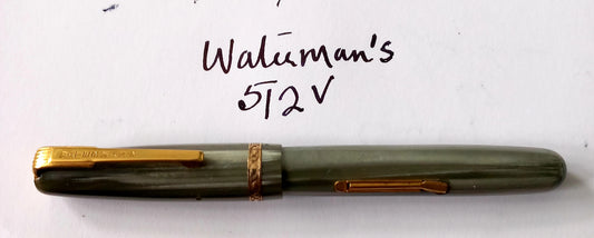 Waterman's 512V Lady Striated Light Blue & Black Fountain Pen.