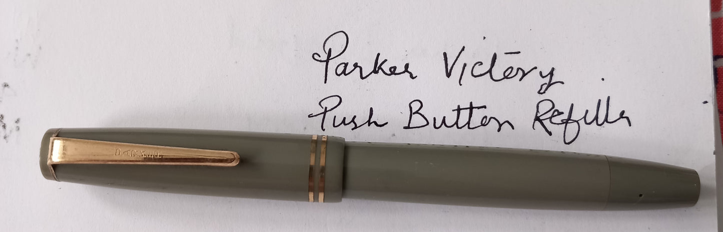 Parker Victory Grey body Fountain Pen .with push Button Refiller.