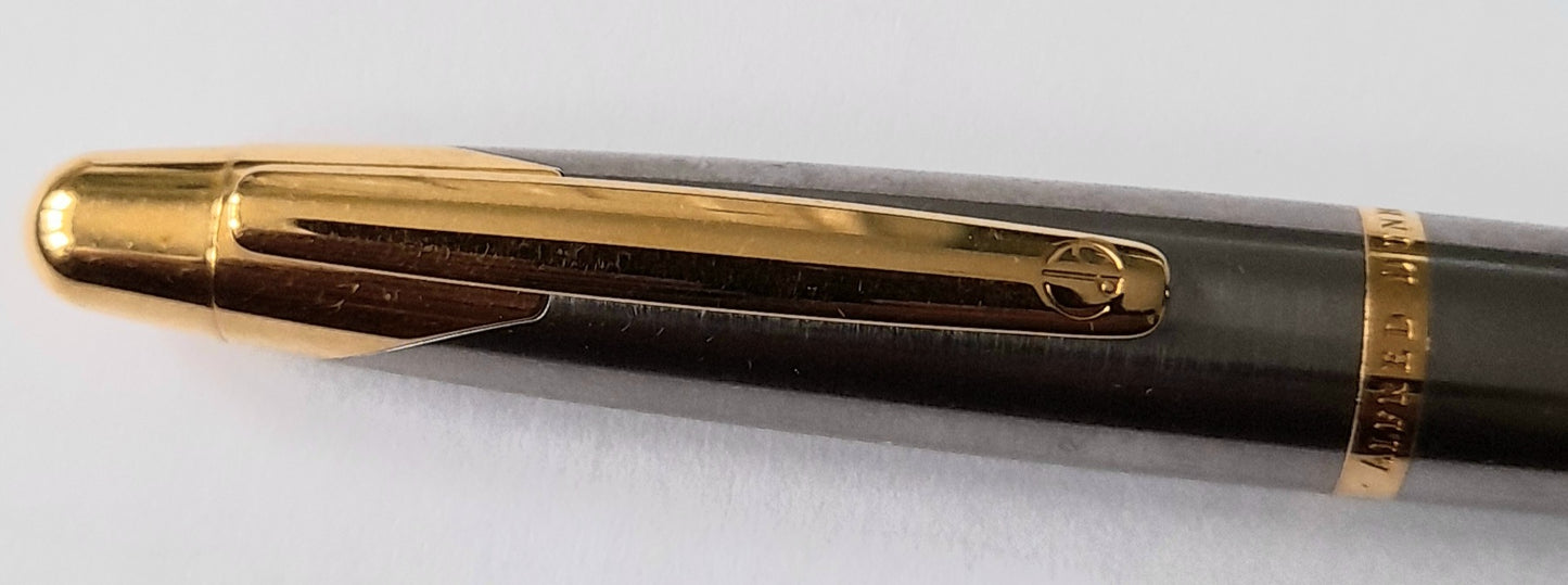Alfred Dunhill Brushed Steel and Gold Plated Trims Ballpoint Pen