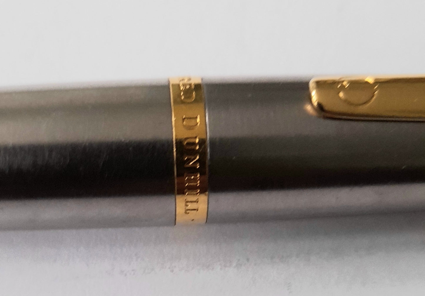 Alfred Dunhill Brushed Steel and Gold Plated Trims Ballpoint Pen