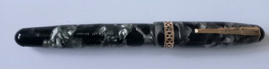 King'S Wood British Made Black Grey Marble Fountain Pen