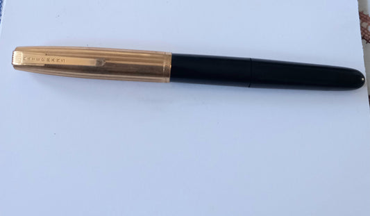 Waterman's Ideal  Duo -7 Glass-Cartridge-filler  black body with Double Gold-filled Cap.