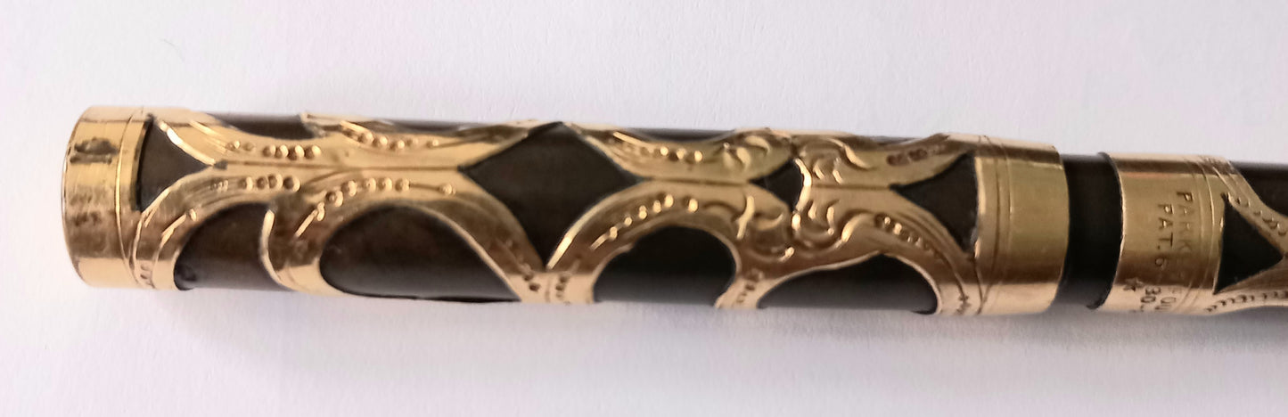 Antique Parker 16 Gold Filigree ,Eyedropper Fountain Pen 1905