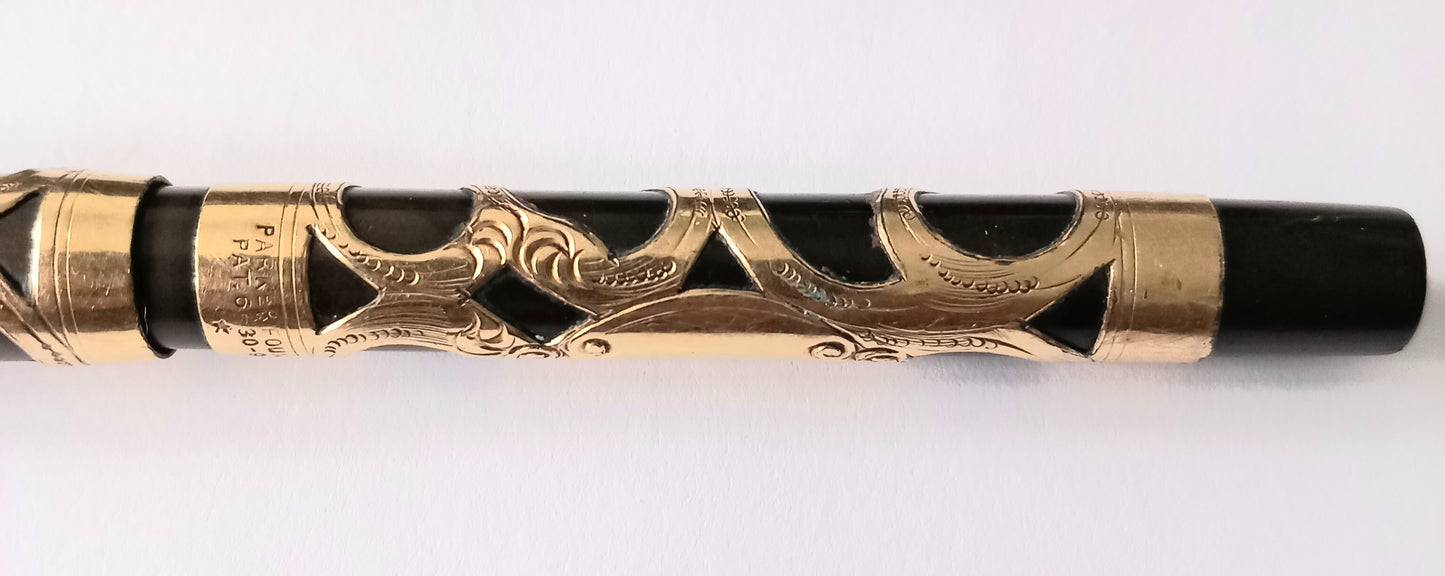 Antique Parker 16 Gold Filigree ,Eyedropper Fountain Pen 1905