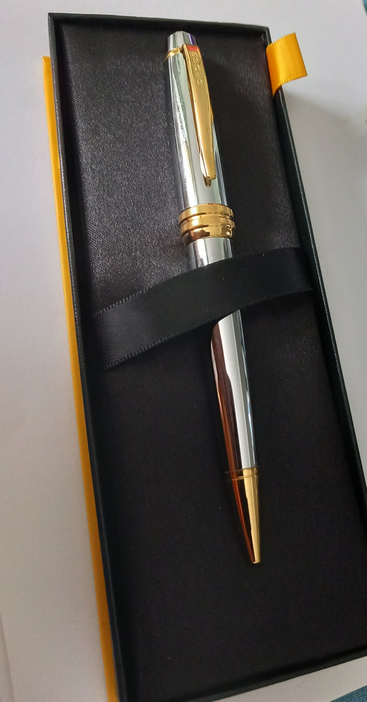 Cross Brushed Silver and Gold plated Ballpoint Pen with Box